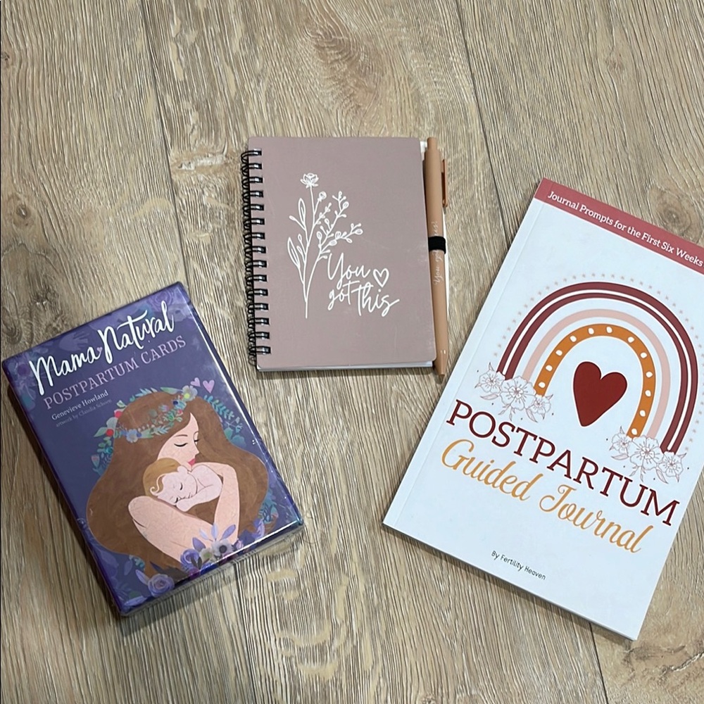 Postpartum Journal, Notebook and Cards Set